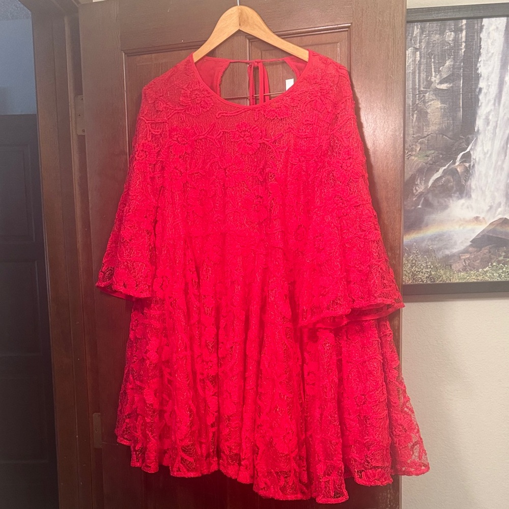 Babydoll Dress Red Lace